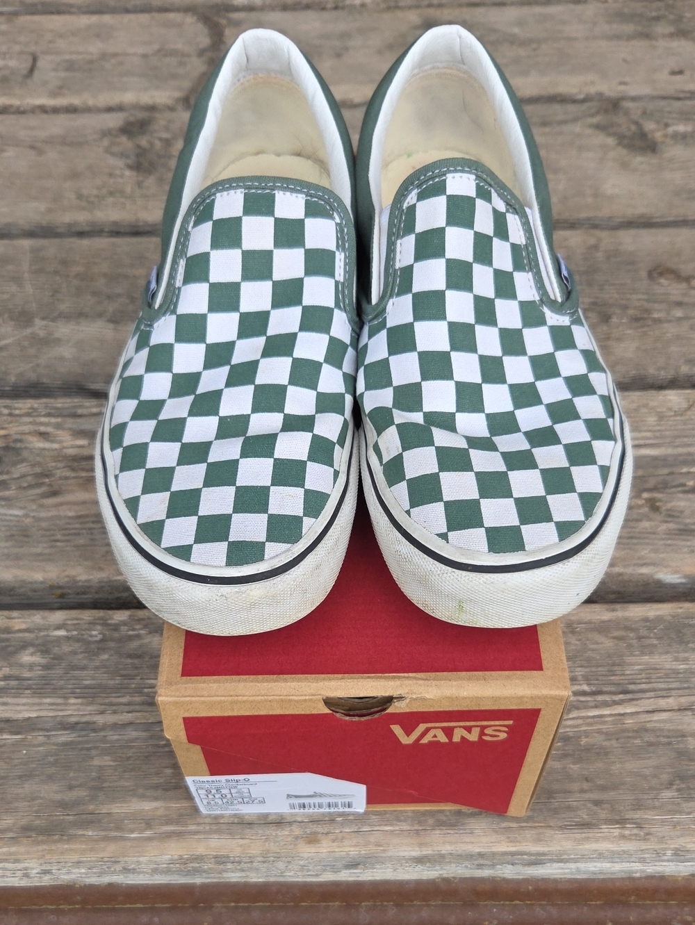 Vans Classic Checker Slip-on Sneaker Skate Shoes Size M9.5/W11 in Duck Green